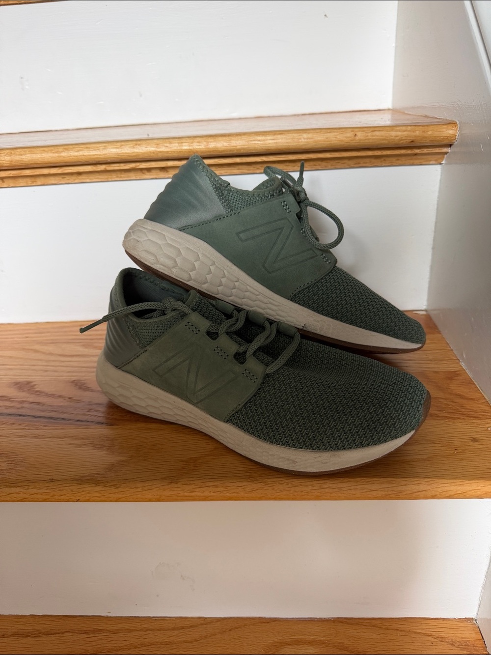 New Balance Men's Olive Green Knit Fresh Foam Running Sneakers